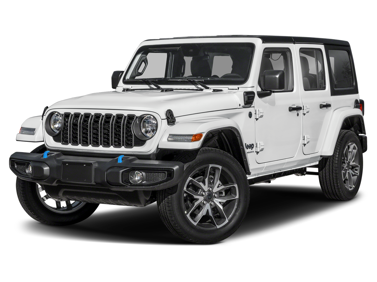 2025 Jeep Wrangler Sahara 4xe in Bright White Clearcoat — front three-quarter view