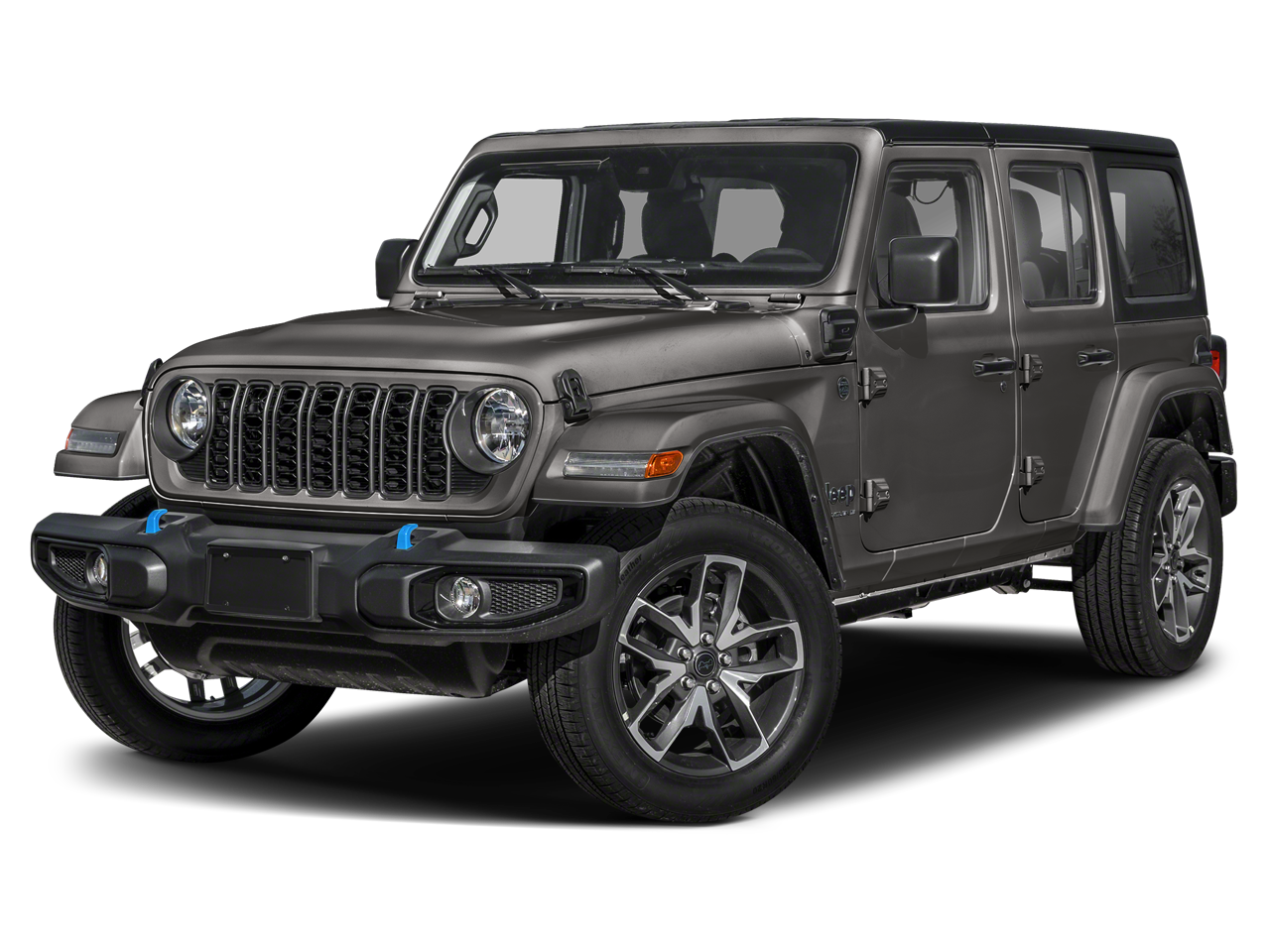 2025 Jeep Wrangler Sahara 4xe in Granite Crystal Metallic Clearcoat — front three-quarter view