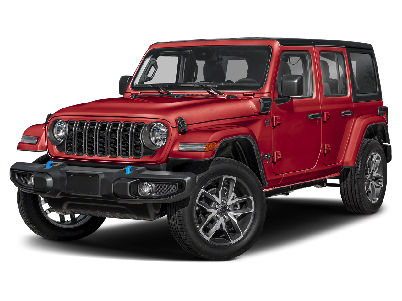 2025 Jeep Wrangler Willys 4xe in Firecracker Red Clearcoat — front three-quarter view