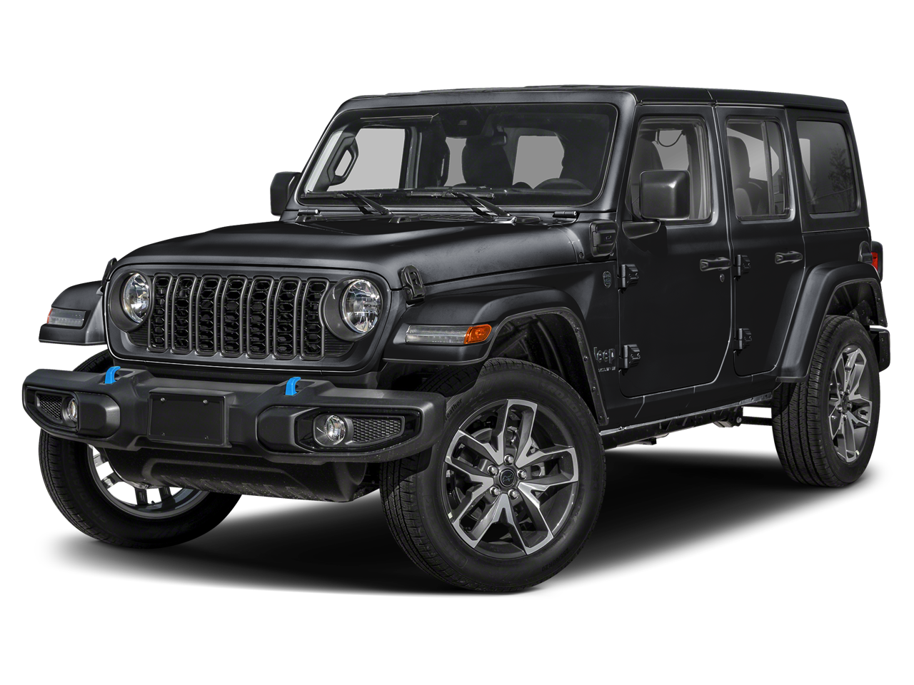 2025 Jeep Wrangler Rubicon 4xe in Black Clearcoat — front three-quarter view