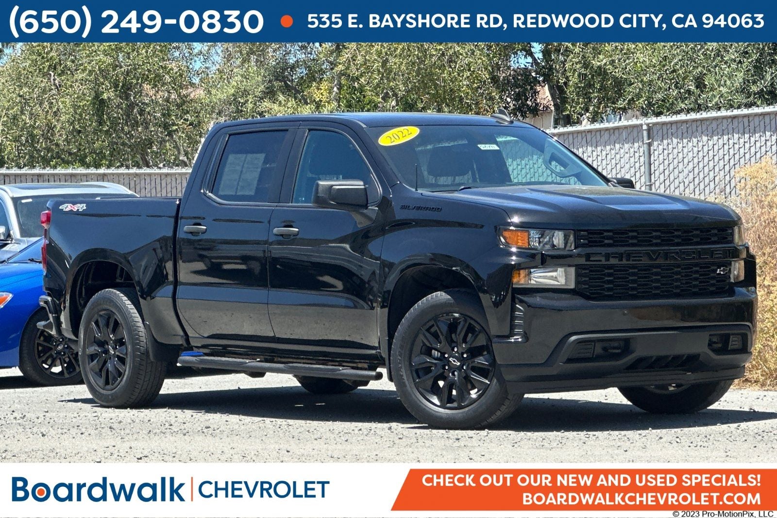 2022 Chevrolet Silverado 1500 LTD Custom in Black — front three-quarter view