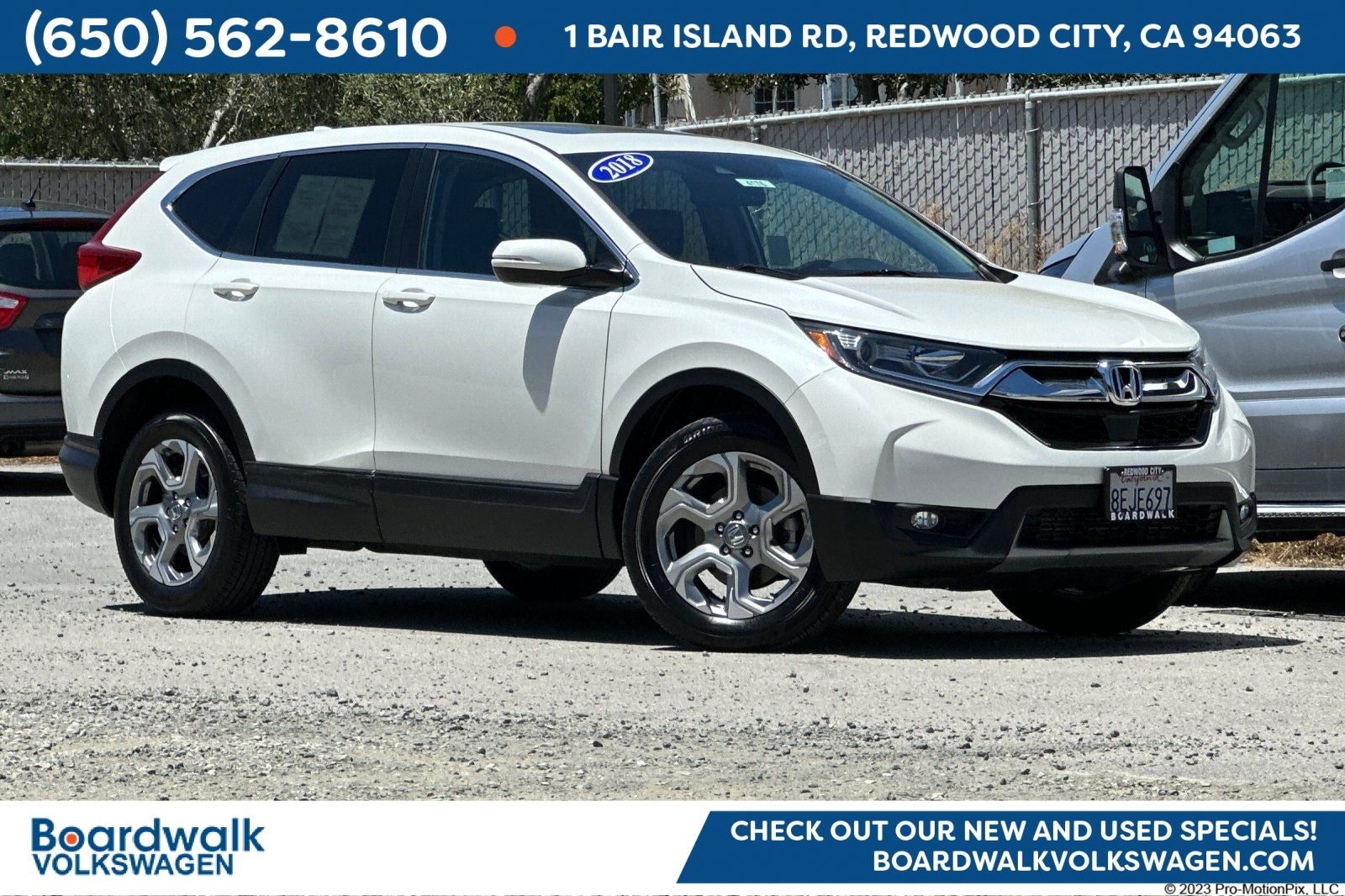 2018 Honda CR-V EX-L in White Diamond Pearl — front three-quarter view