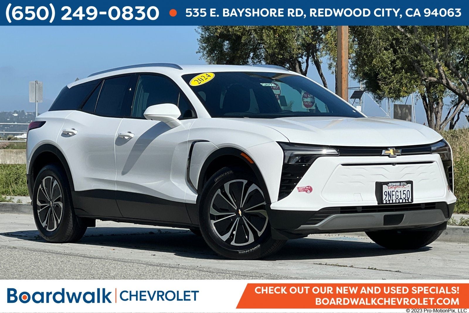 2024 Chevrolet Blazer EV LT 2LT in Summit White — front three-quarter view