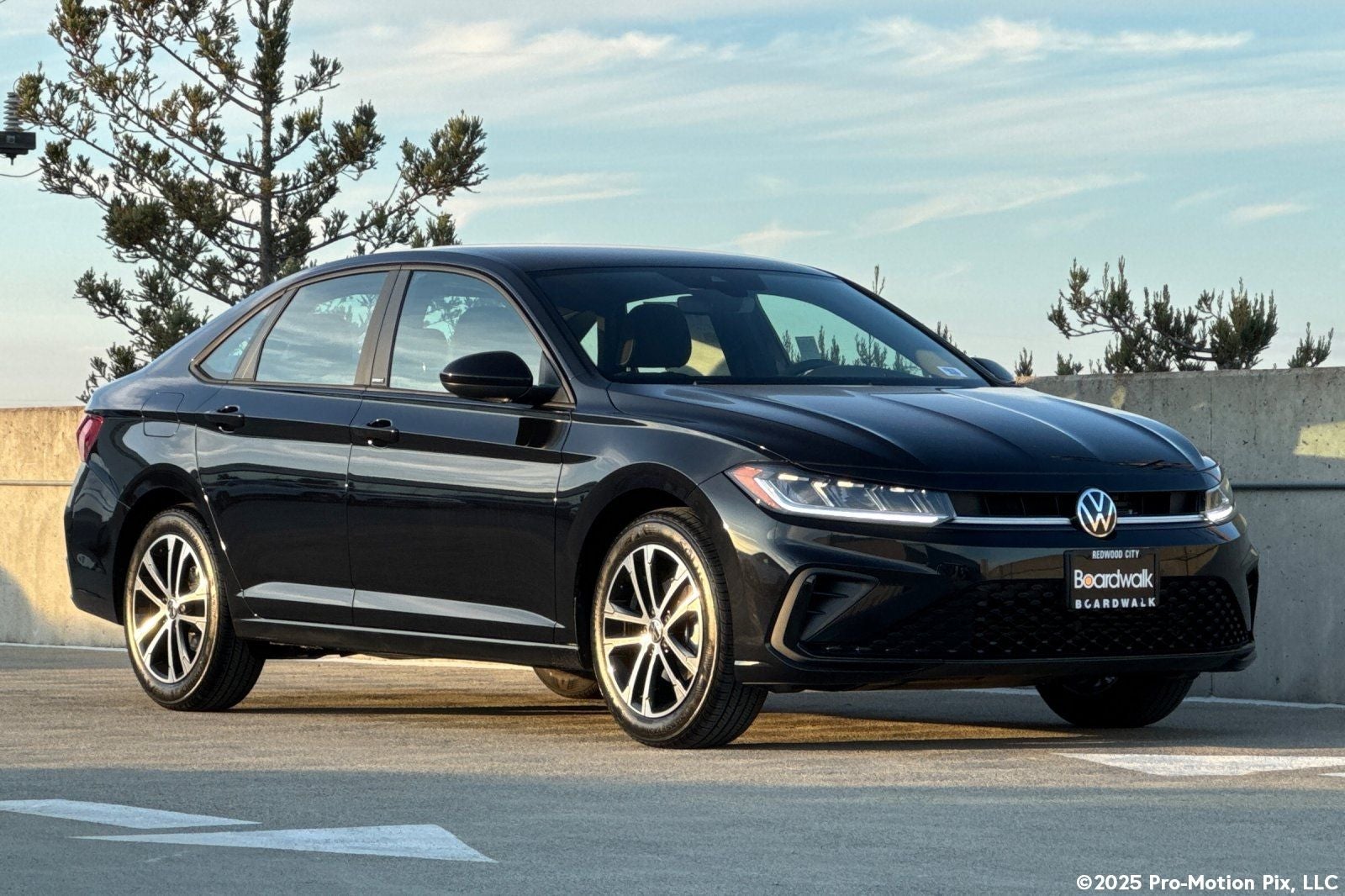 2026 Volkswagen Jetta 1.5T Sport in Deep Black Pearl — front three-quarter view
